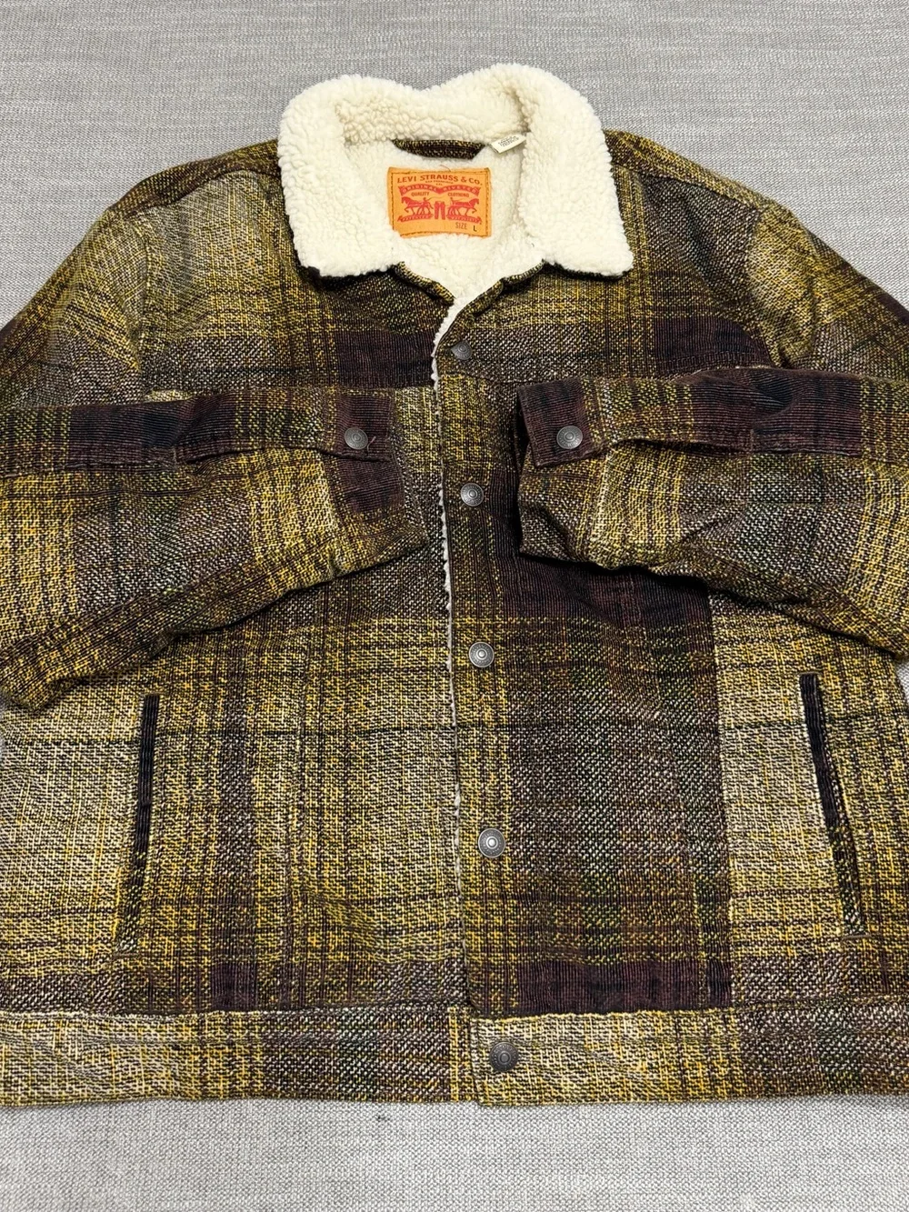 Levi’s Type III Plaid Sherpa Trucker Jacket Men’s L 16365-0168